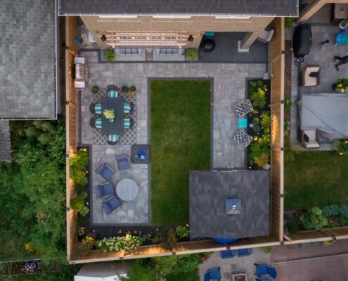 mississauga backyard with stone interlocking