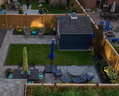 renovated stone backyard