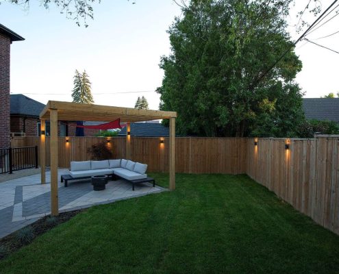 backyard driveway interlocking oasis