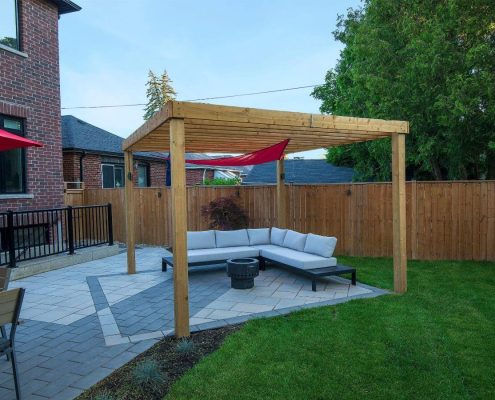 backyard interlocking driveway oasis