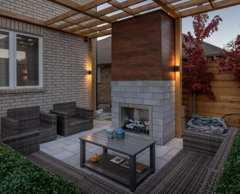 zen backyard luxurious landscaping interlocking renovation lawerence park