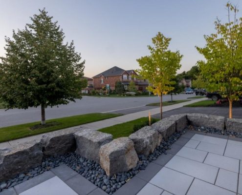 zen luxurious backyard landscaping interlocking lawerence park