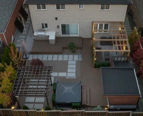zen luxurious landscaping interlocking renovation lawerence park backyard