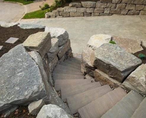Breathtaking Custom Wall Stones Steps Landscaping Project Lisgar retaining 1