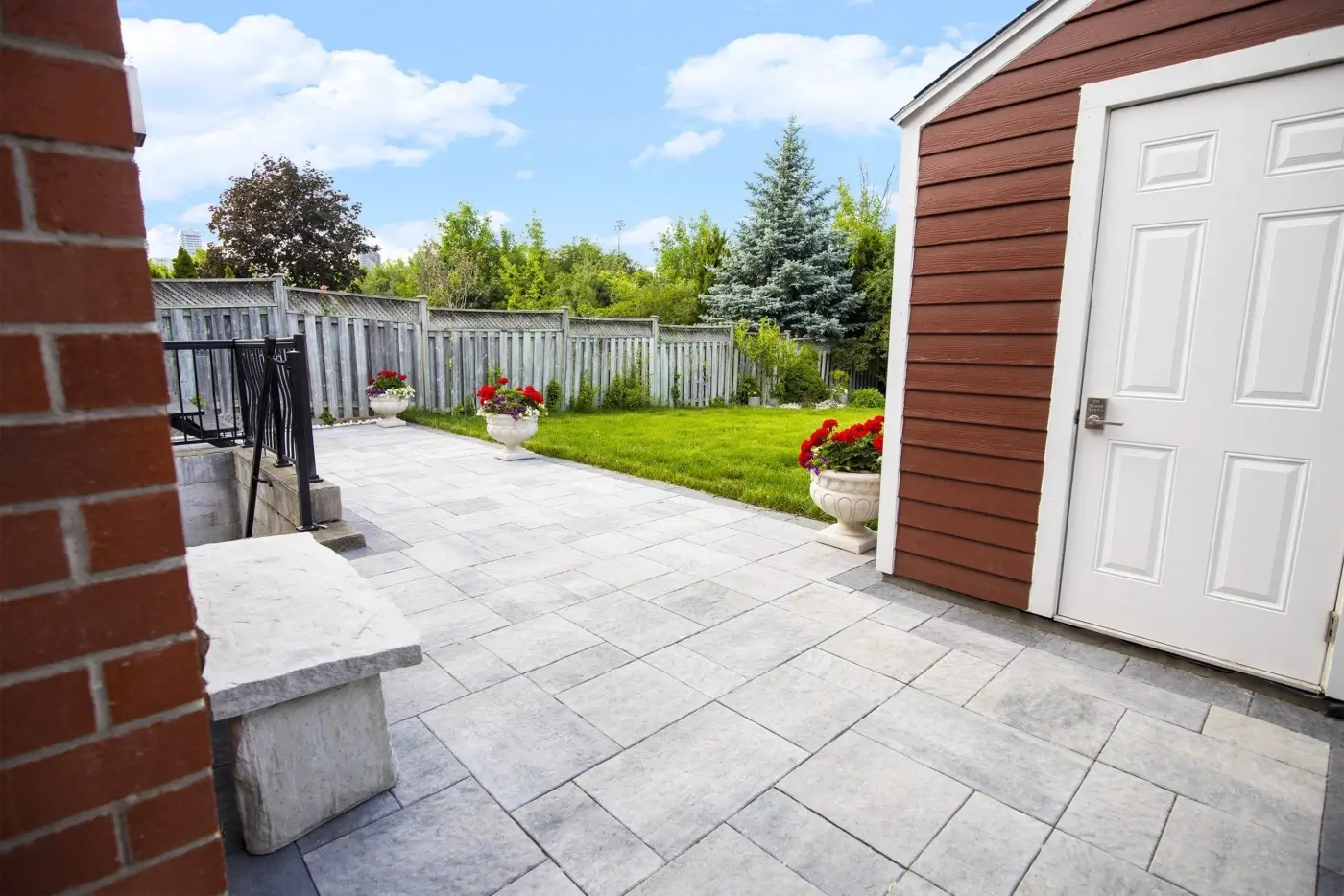 backyard interlocking installation