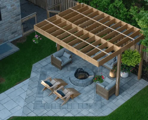 rustic backyard firepit and landscaping toronto