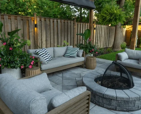toronto backyard firepit and pergola