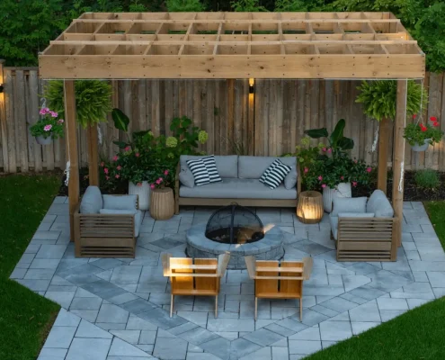toronto custom firepit and pergola landscaping
