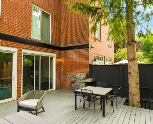artificial wood deck with patio