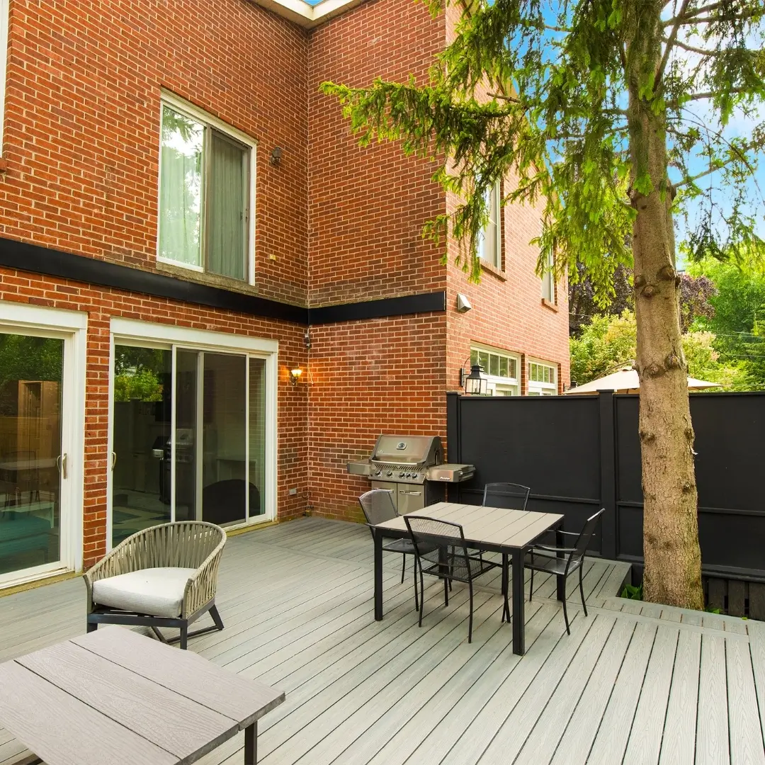 artificial wood deck with patio