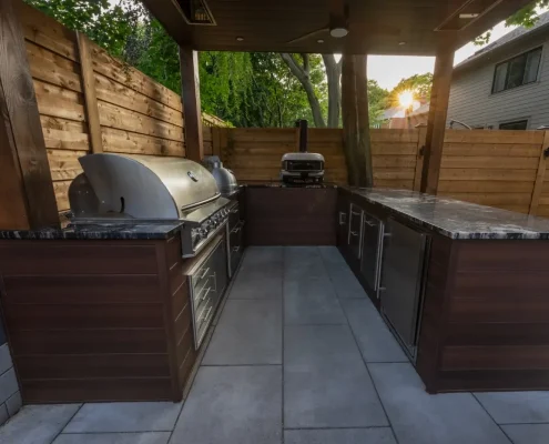 outdoor lounging area and kitchen mississauga