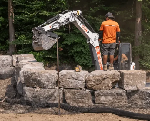 residential armour stone wall